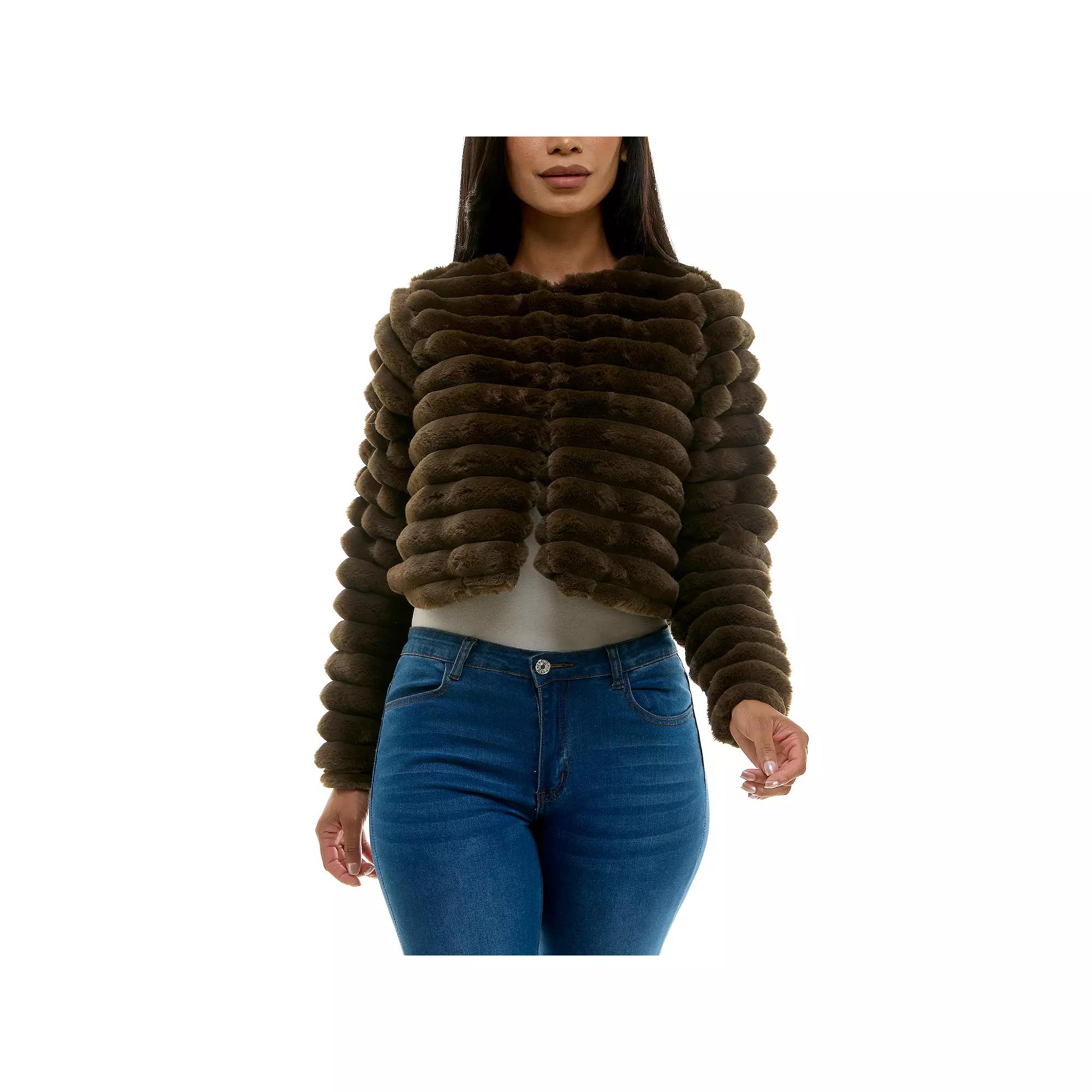 Women's Nina Leonard Long Sleeve Faux Fur Bolero,  Product Image