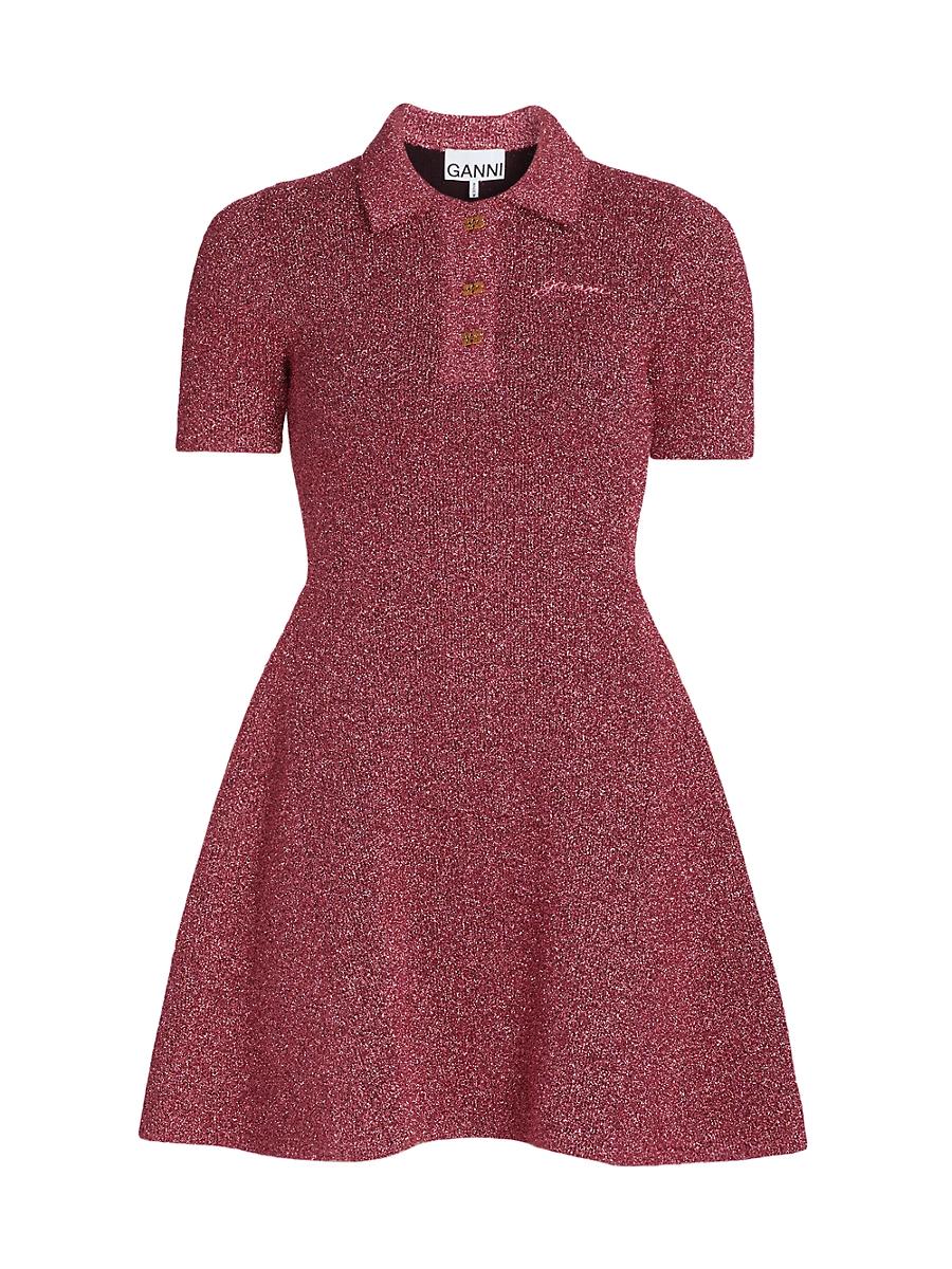 Womens Sparkle Knit Polo Minidress Product Image