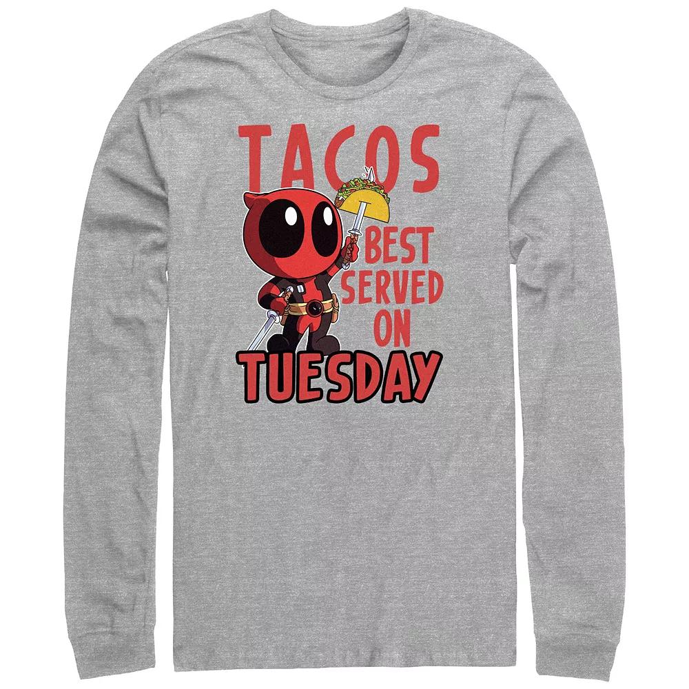 Big & Tall Marvel Deadpool Tacos Best Served On Tuesday Long Sleeve Graphic Tee, Men's,  Product Image