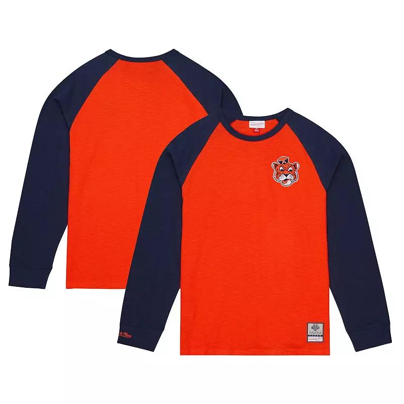 Men's Mitchell & Ness Orange Auburn Tigers Legendary Slub Raglan Long Sleeve T-Shirt, Size: Large Product Image
