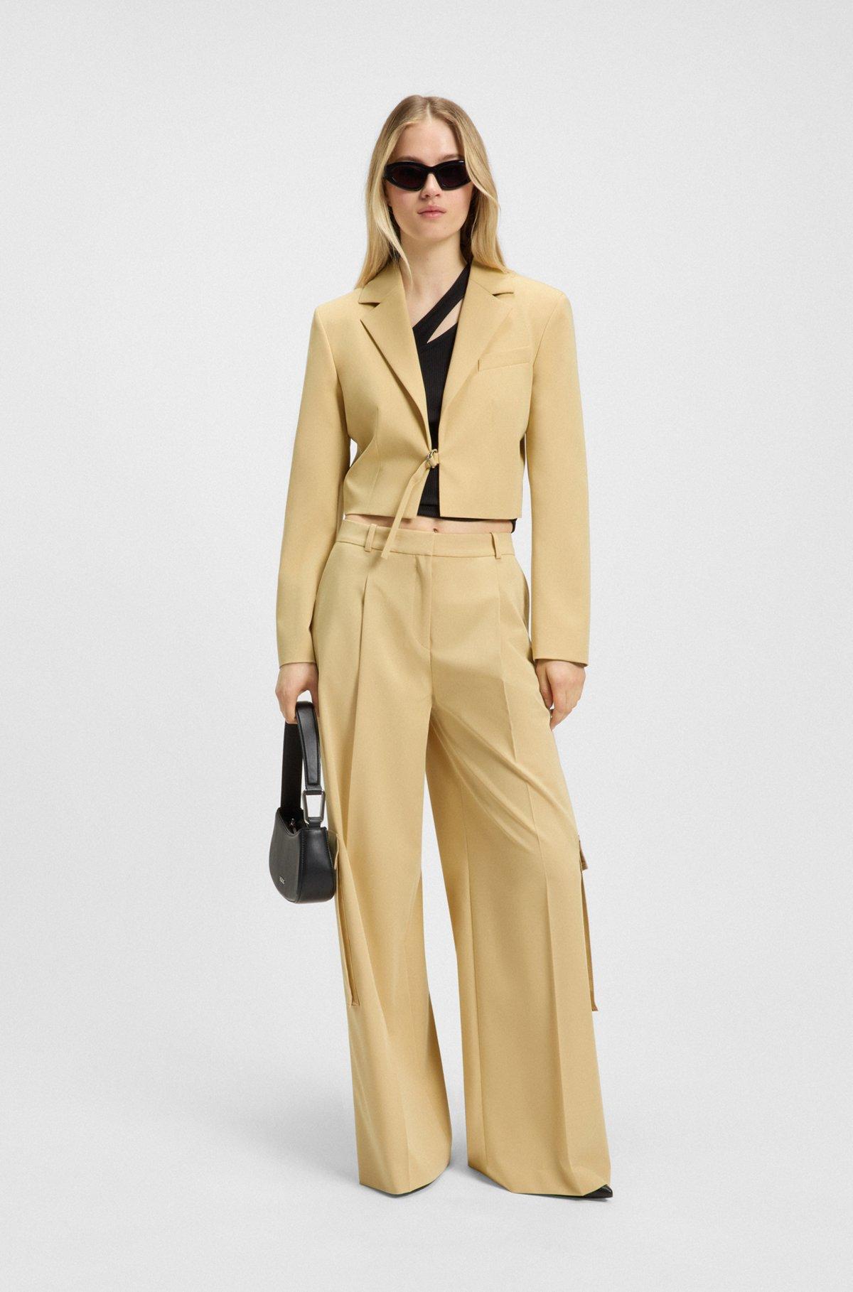 Cropped regular-fit blazer with belt closure Product Image