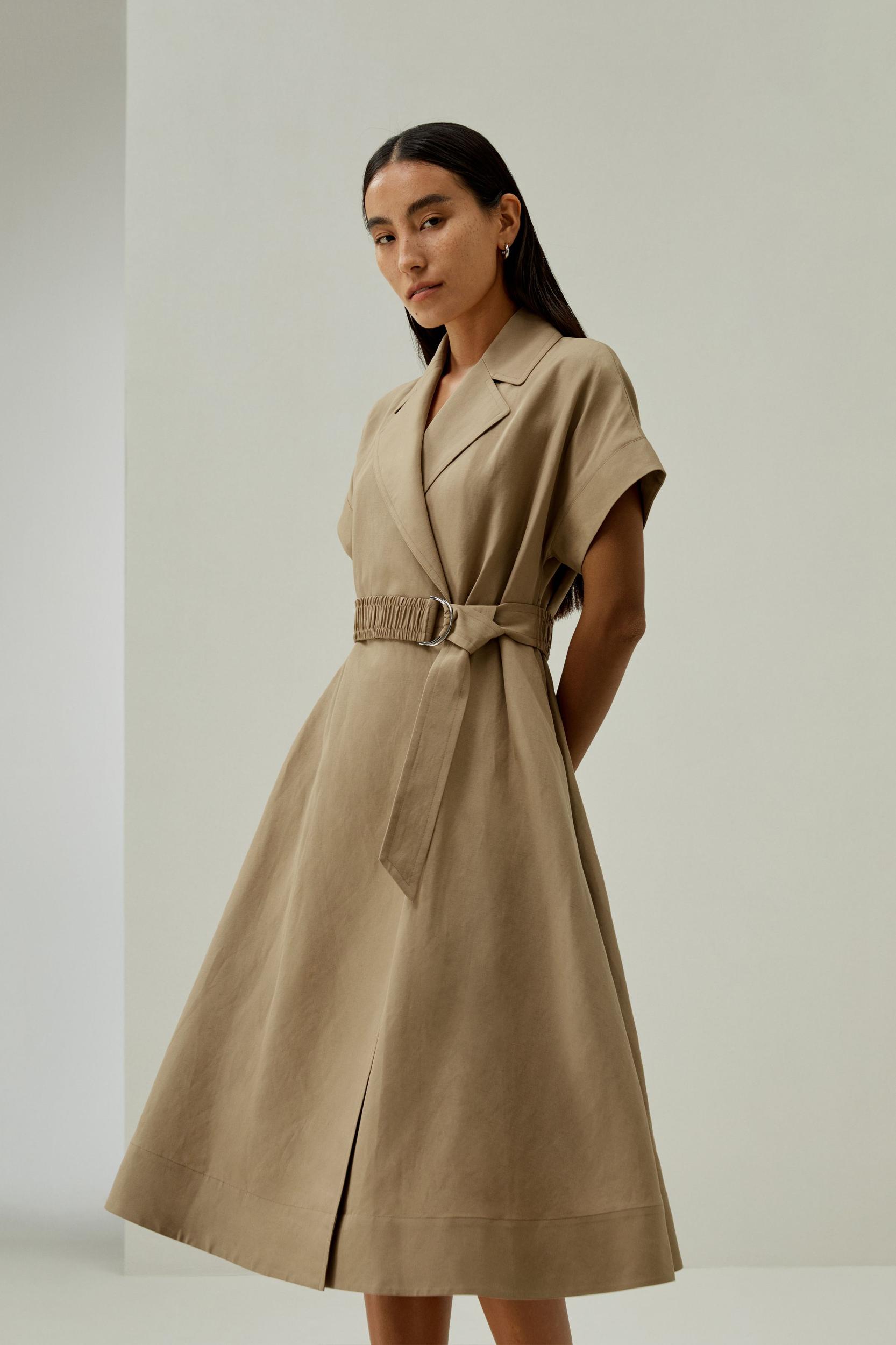 Short Sleeve Trenchcoat-Inspired Dress Product Image