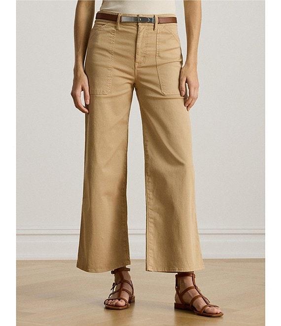 Lauren Ralph Lauren Stretch Cotton Chino Wide-Leg Cropped Pants Product Image