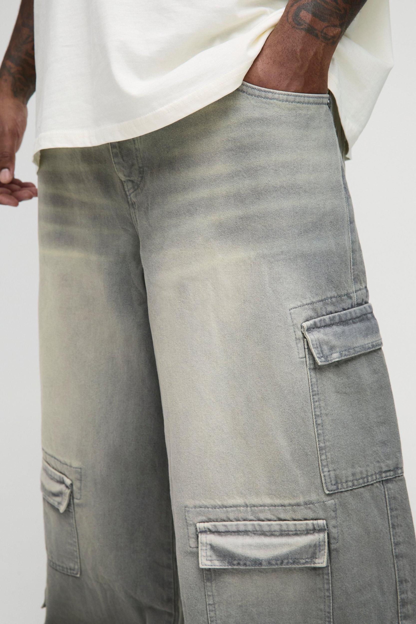 Plus Multi Pocket Baggy Cargo Jeans | boohooMAN USA Product Image