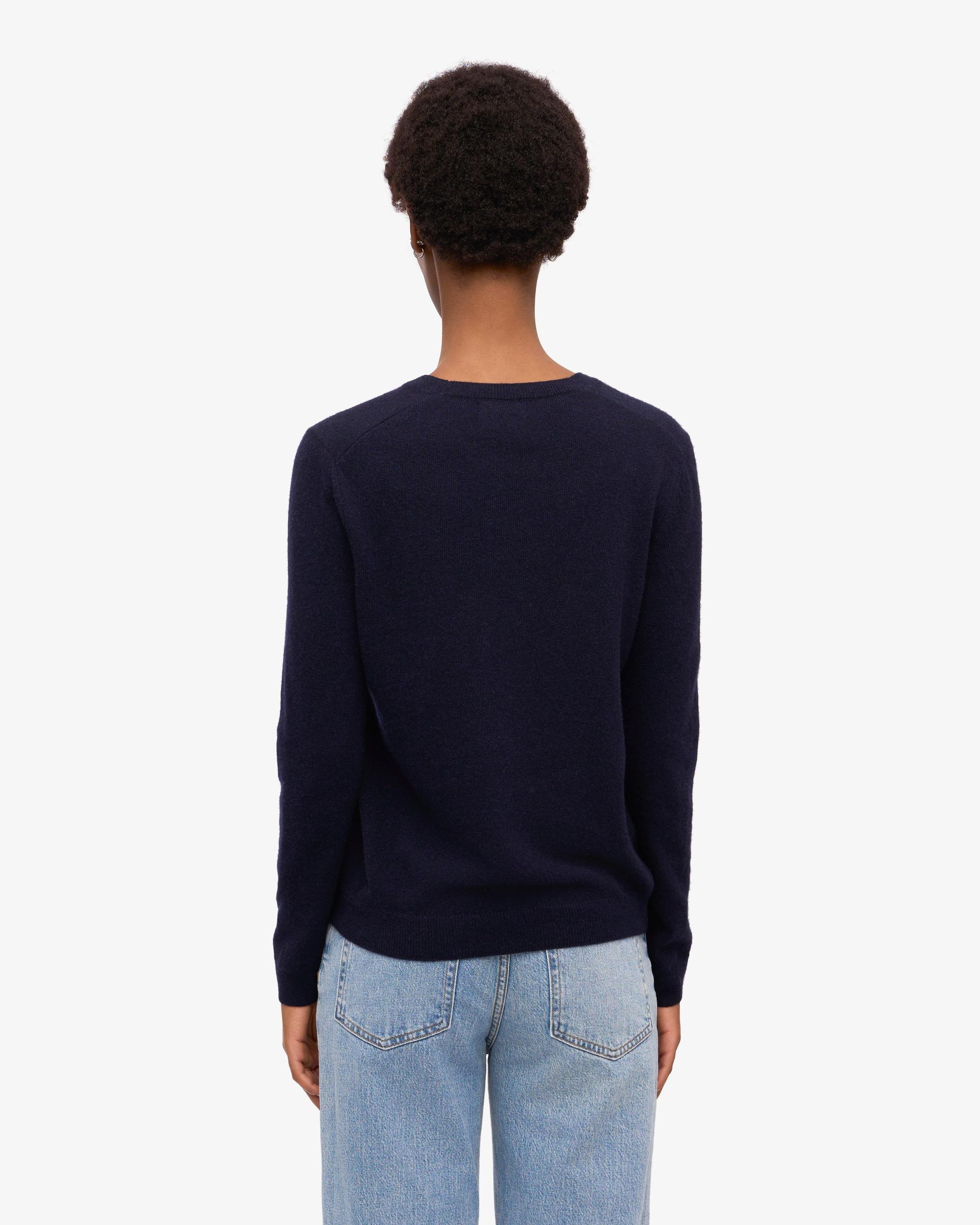 Women Light Merino Wool Crew - Navy Blue Product Image