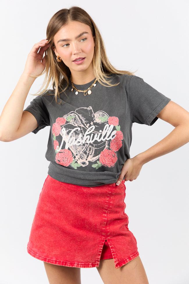 Nashville Vintage Rose Dark Grey Graphic Tee Product Image