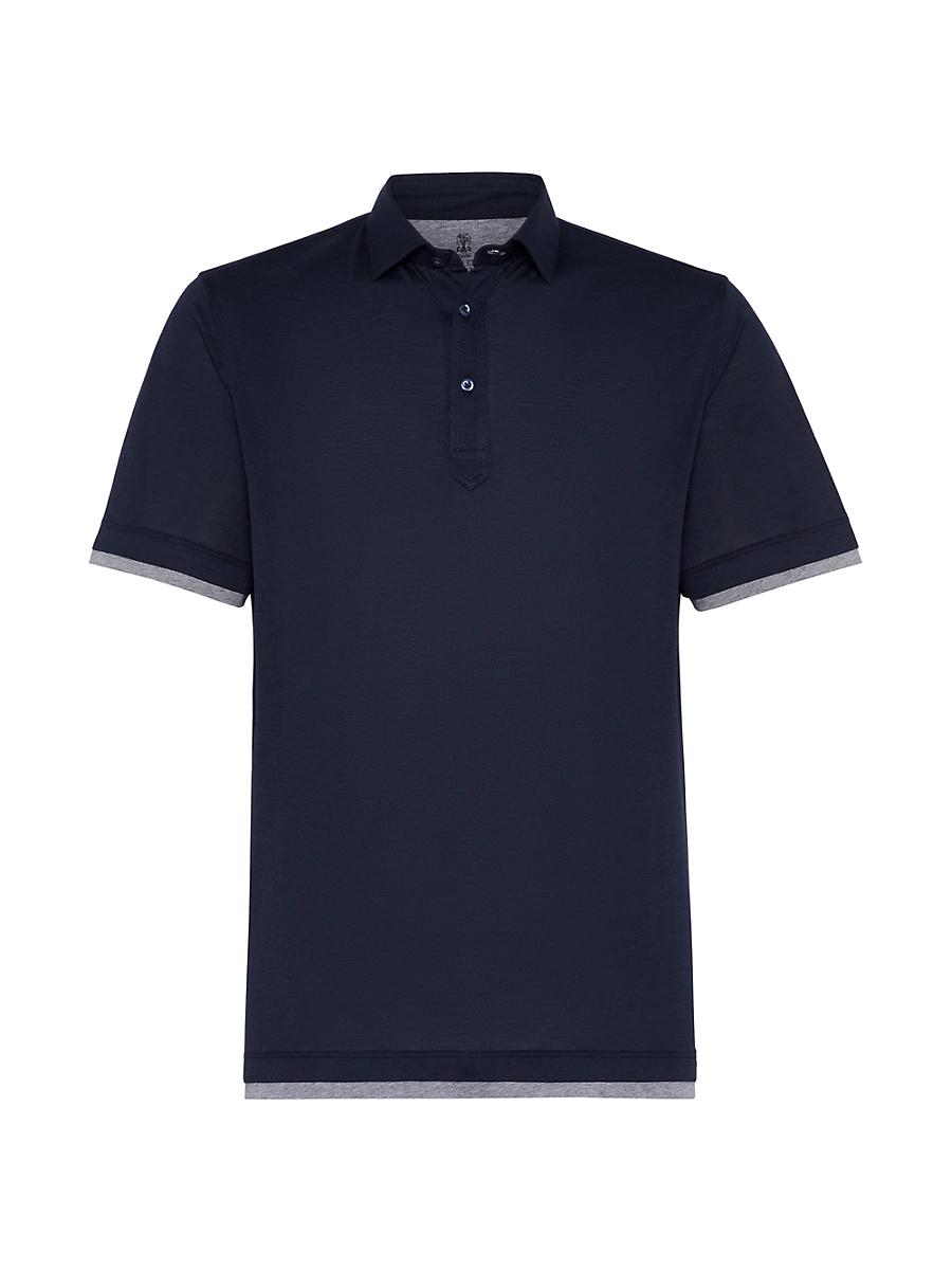 Mens Silk and Cotton Jersey Collared Polo Shirt Product Image
