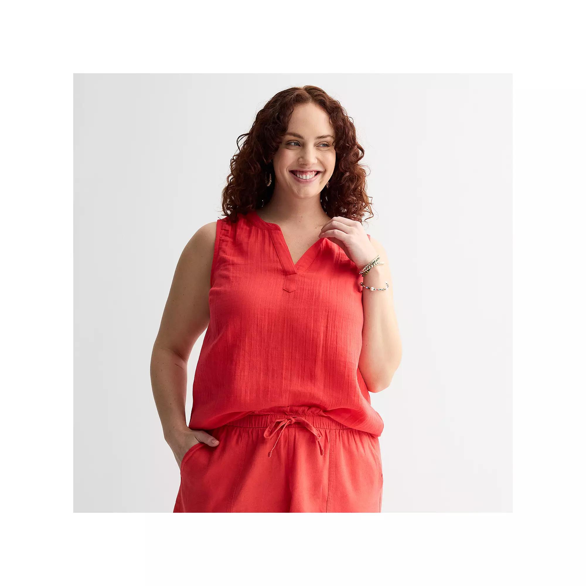 Plus Size Sonoma Goods For Life® Easy Soft Gauze Top, Women's, Size: 2XL, Hawaii Pink Product Image