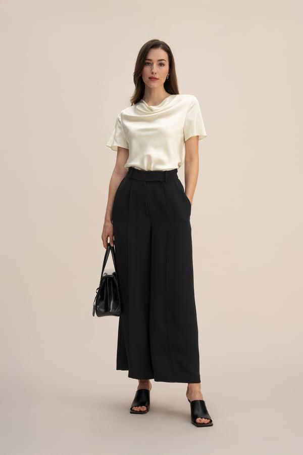 LILYSILK Women's Silk Cowl Neck Top, Smooth Charmeuse, Lily White, Size 10 Product Image