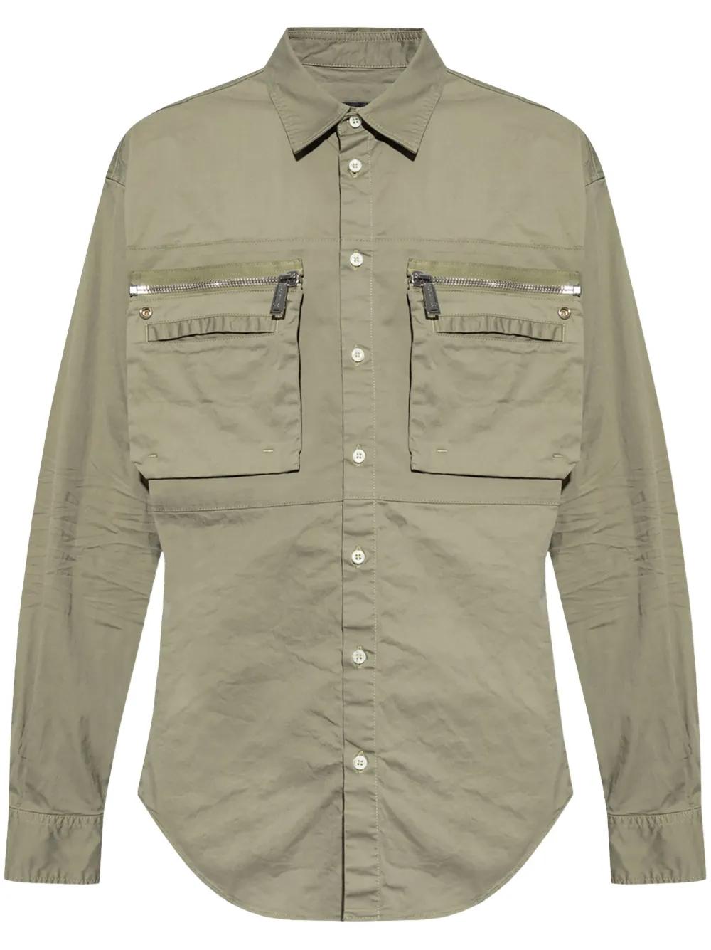 cargo-pocket button-up shirt  Product Image