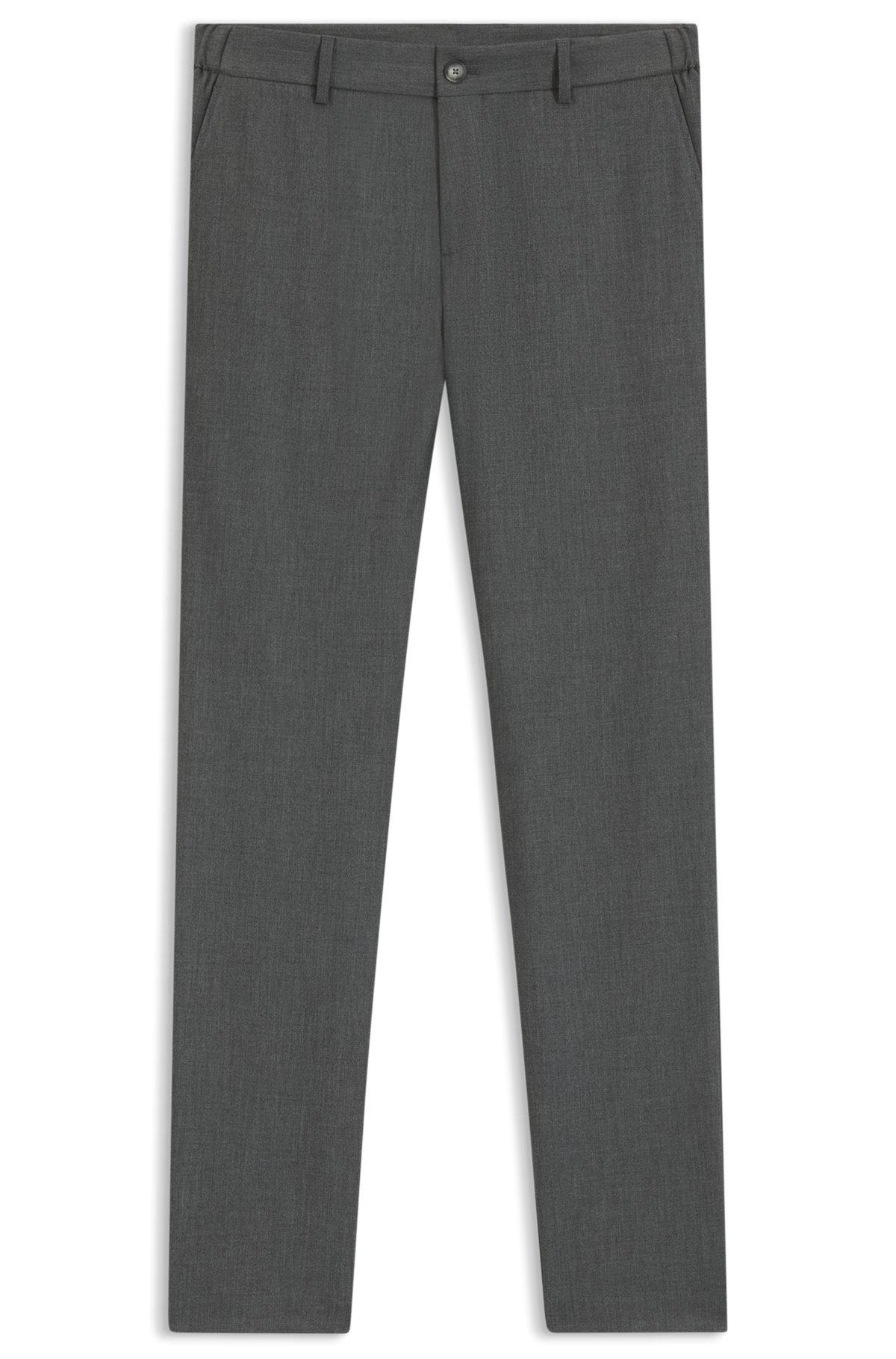 BOSS - Slim-fit trousers in micro-patterned stretch fabric - Grey Product Image