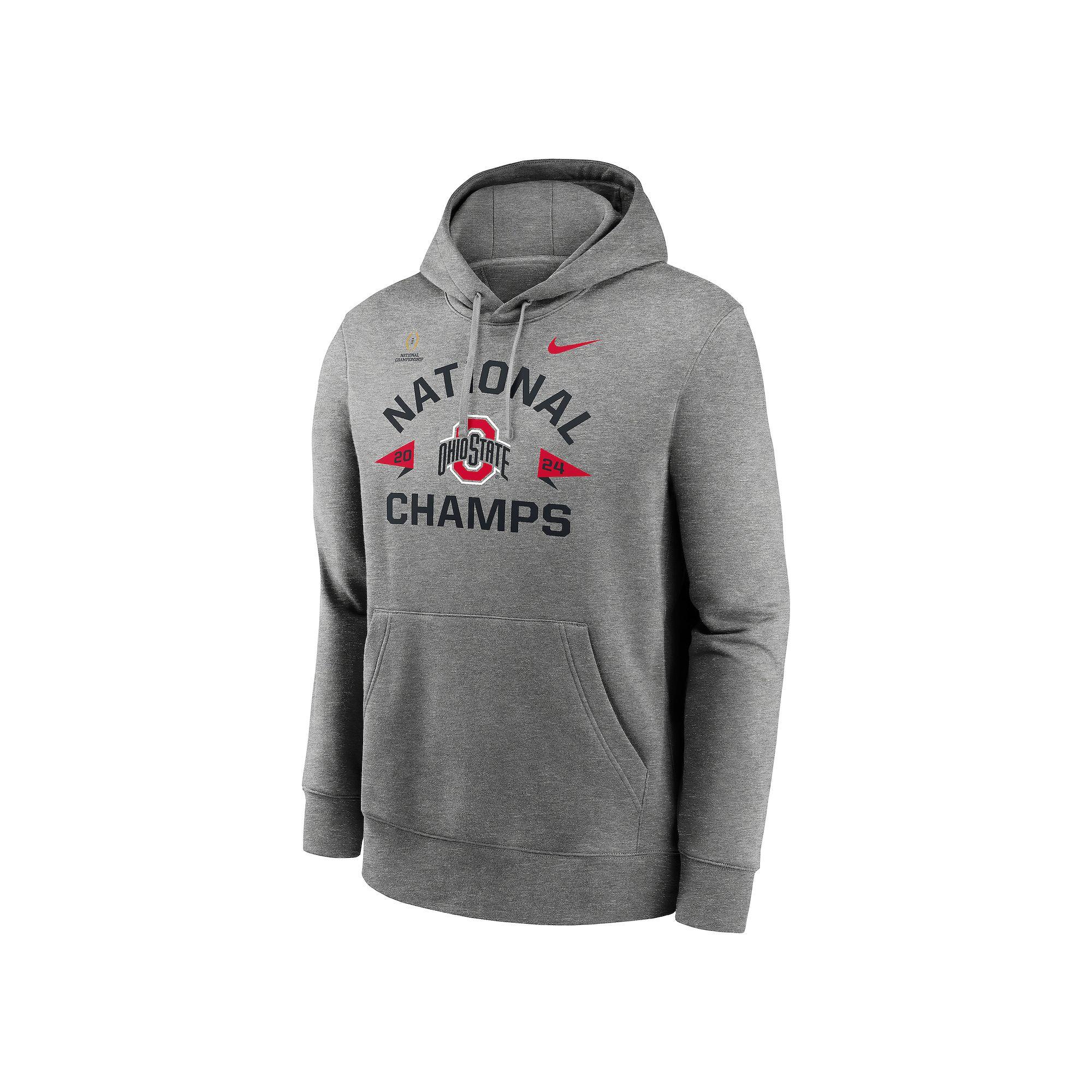 Men's Nike Heather Gray Ohio State Buckeyes College Football Playoff 2024 National Champions Arch Over Logo Pullover Hoodie, Size: Large Product Image