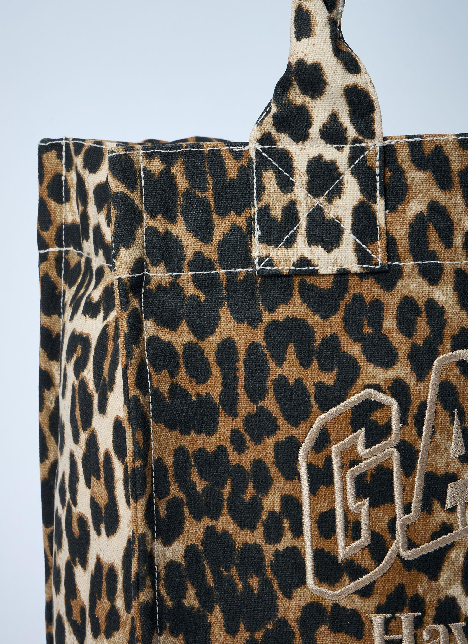 large leopard-print canvas tote bag Product Image