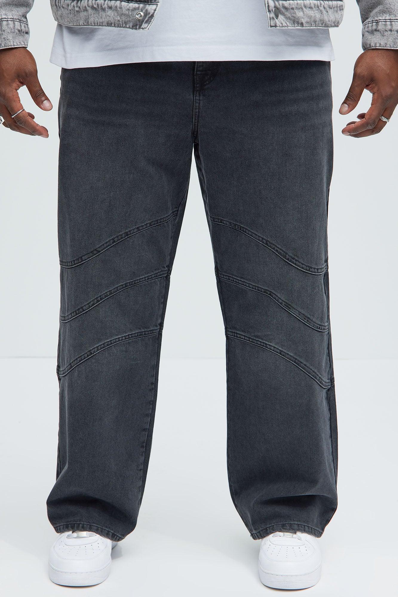 Taj Paneled Straight Jeans - Black Wash Product Image