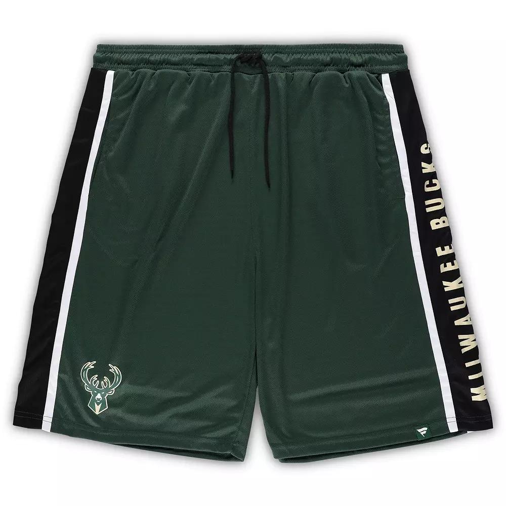 Men's Fanatics Branded Hunter Green Milwaukee Bucks Big & Tall Referee Iconic Mesh Shorts,  Product Image