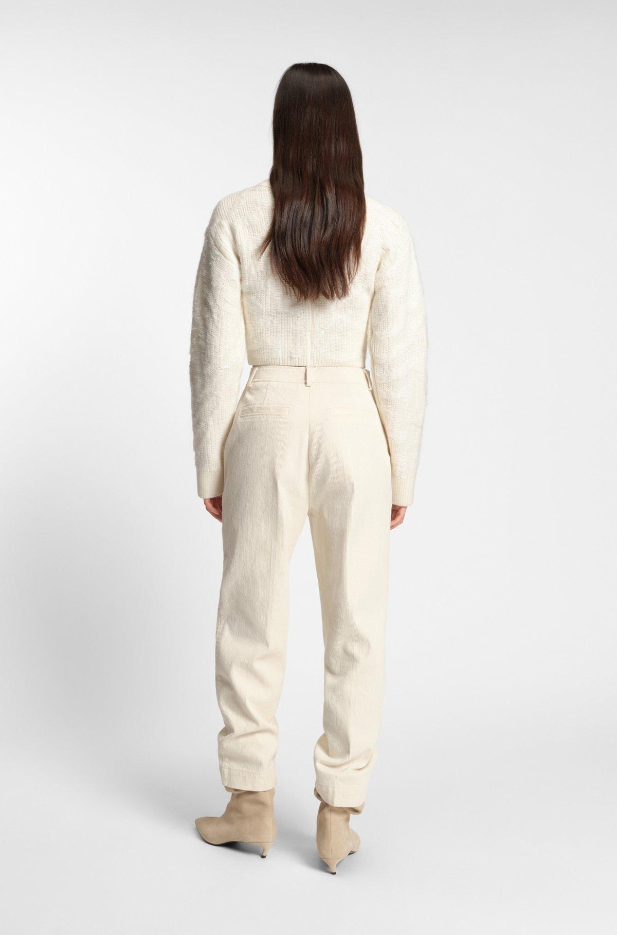 Cropped wool-blend sweater with layered neckline Product Image