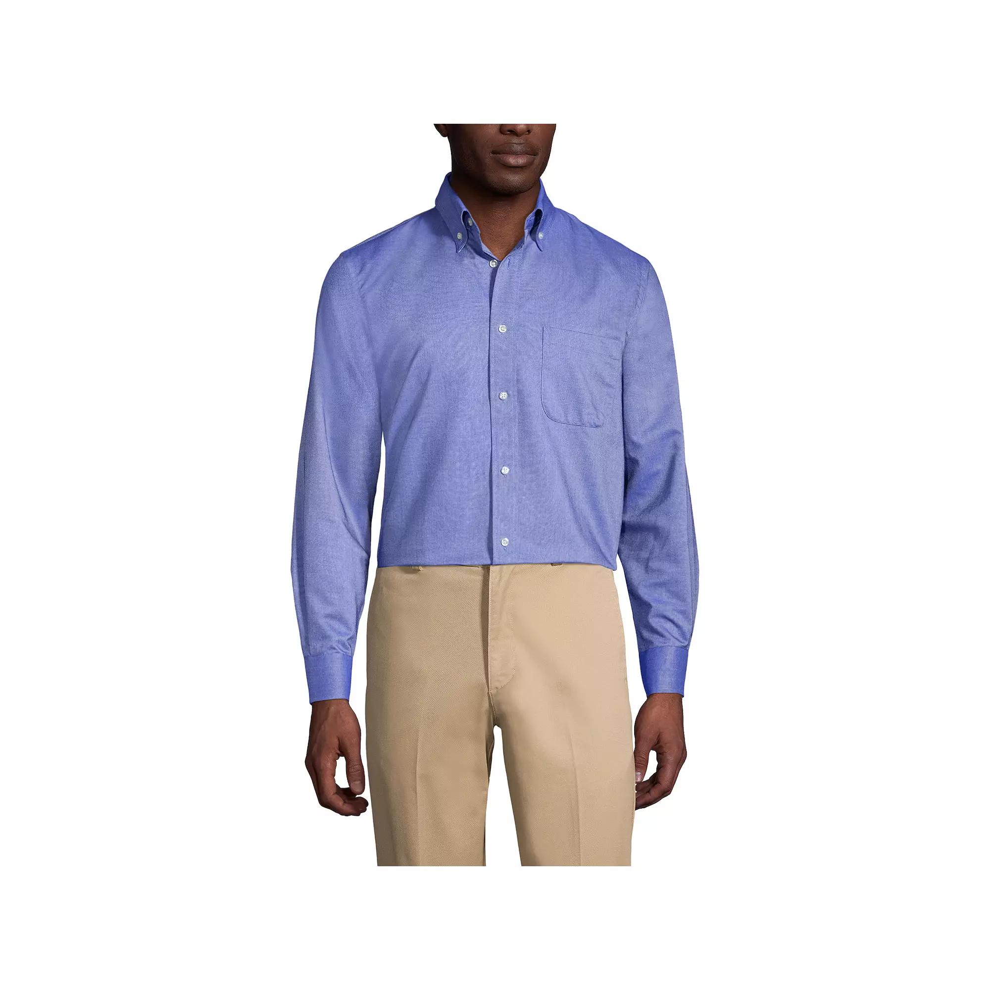 Men's Lands' End School Uniform Long Sleeve Solid Oxford Dress Shirt,  Product Image