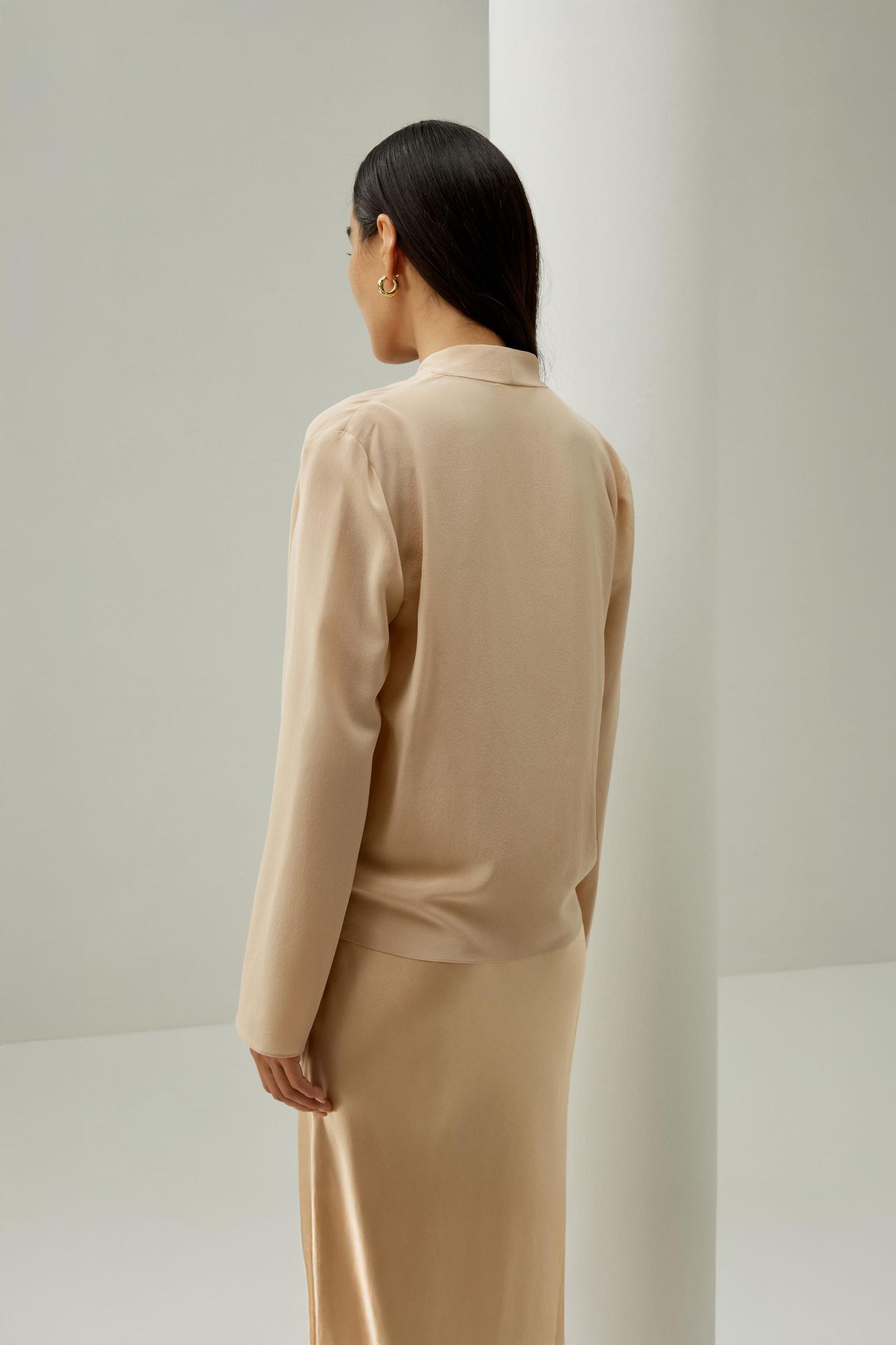 Silk Crêpe de Chine Long Sleeve Blouse Product Image