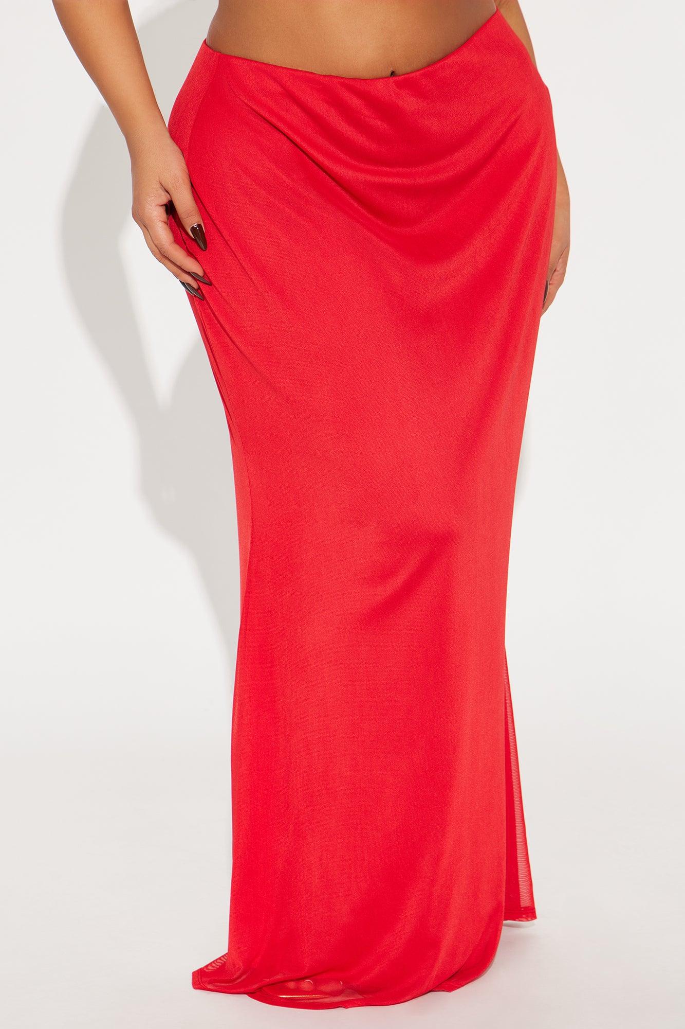 Malibu Mesh Maxi Skirt - Red Product Image