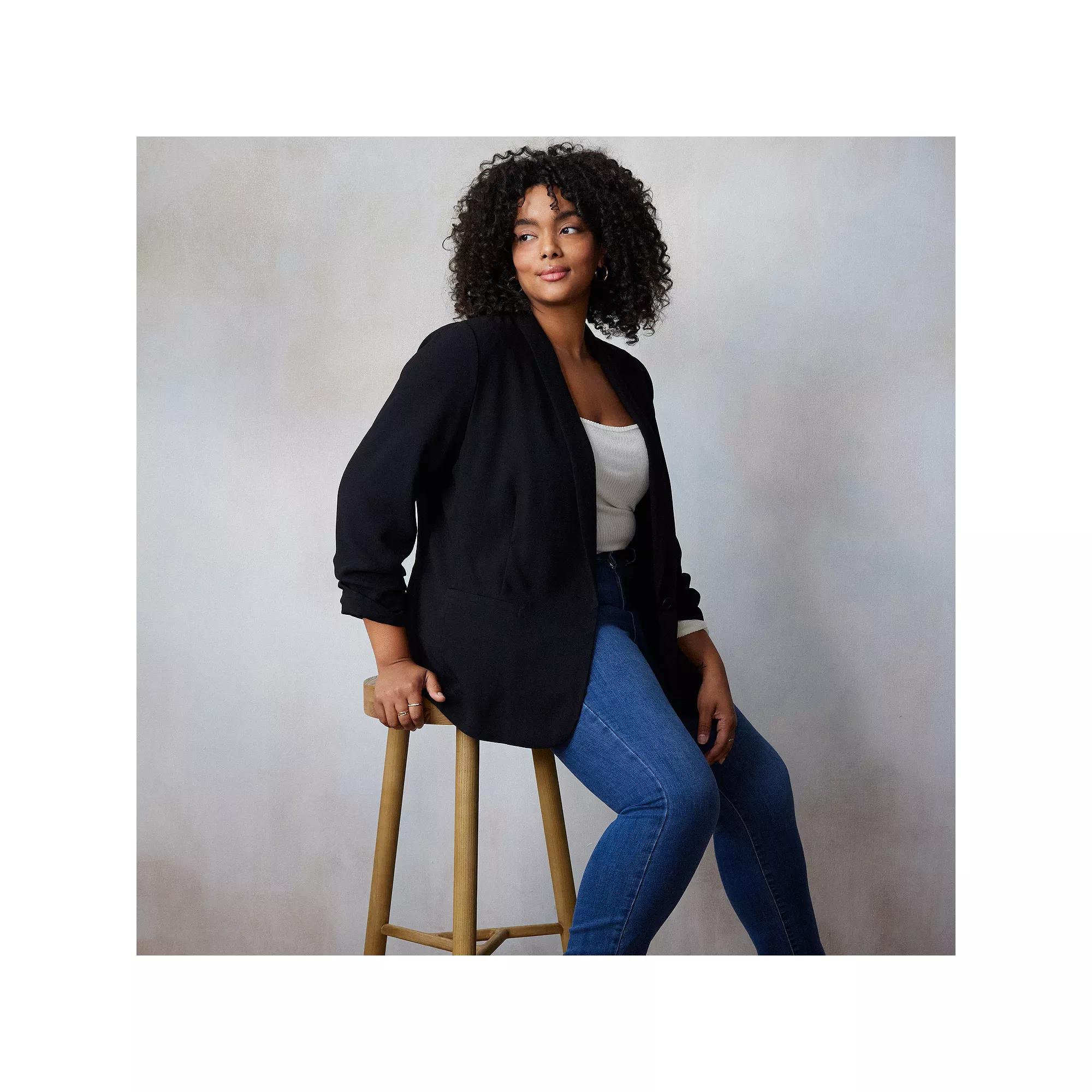 Plus Size LC Lauren Conrad Shawl Collar Blazer, Womens Product Image