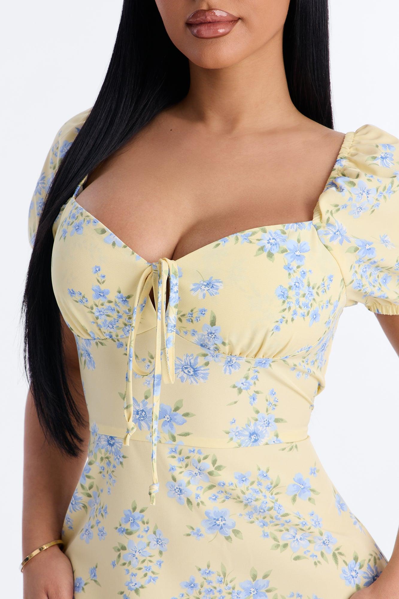 Monroe Floral Mini Dress - Butter Yellow Female Product Image