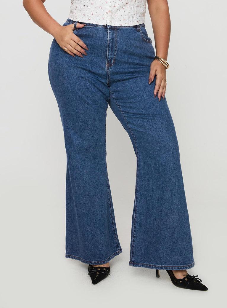 Lucille High Rise Flared Jeans Mid Wash Curve Product Image