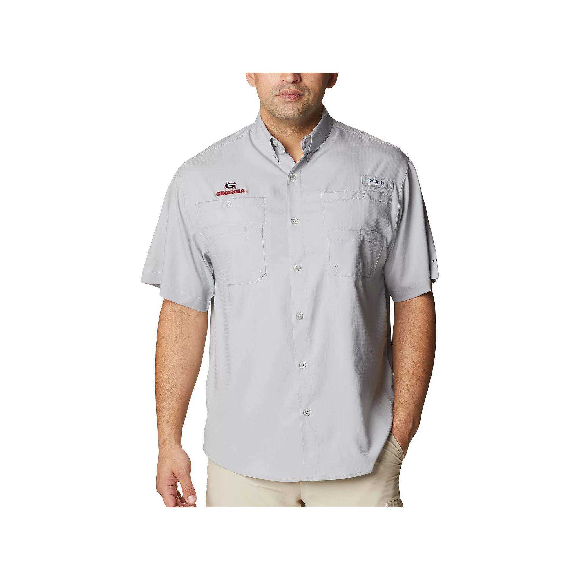 Men's Columbia Gray Georgia Bulldogs Big & Tall Collegiate Tamiami Omni-Shade Full-Button Shirt,  Product Image
