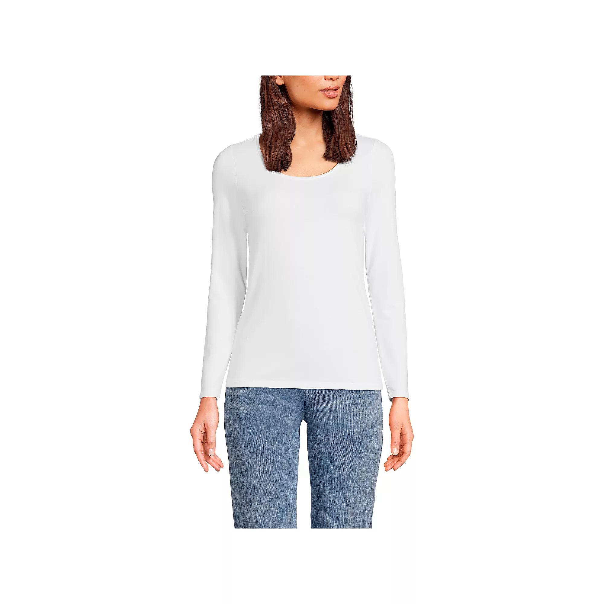 Women's Lands' End Lightweight Scoopneck Long-Sleeve Tee,  Product Image