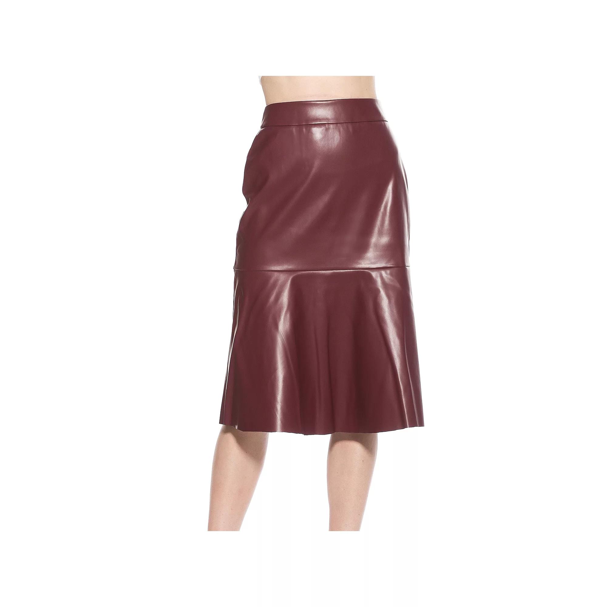 Women's ALEXIA ADMOR Ezra Midi Faux Leather Flared Skirt,  Product Image