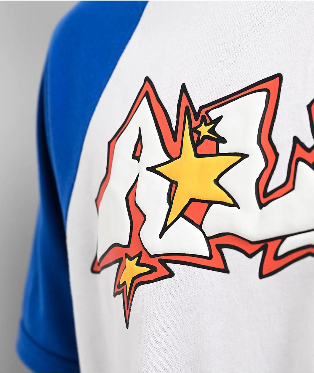 A.LAB Pixel White & Blue Raglan T-Shirt Product Image