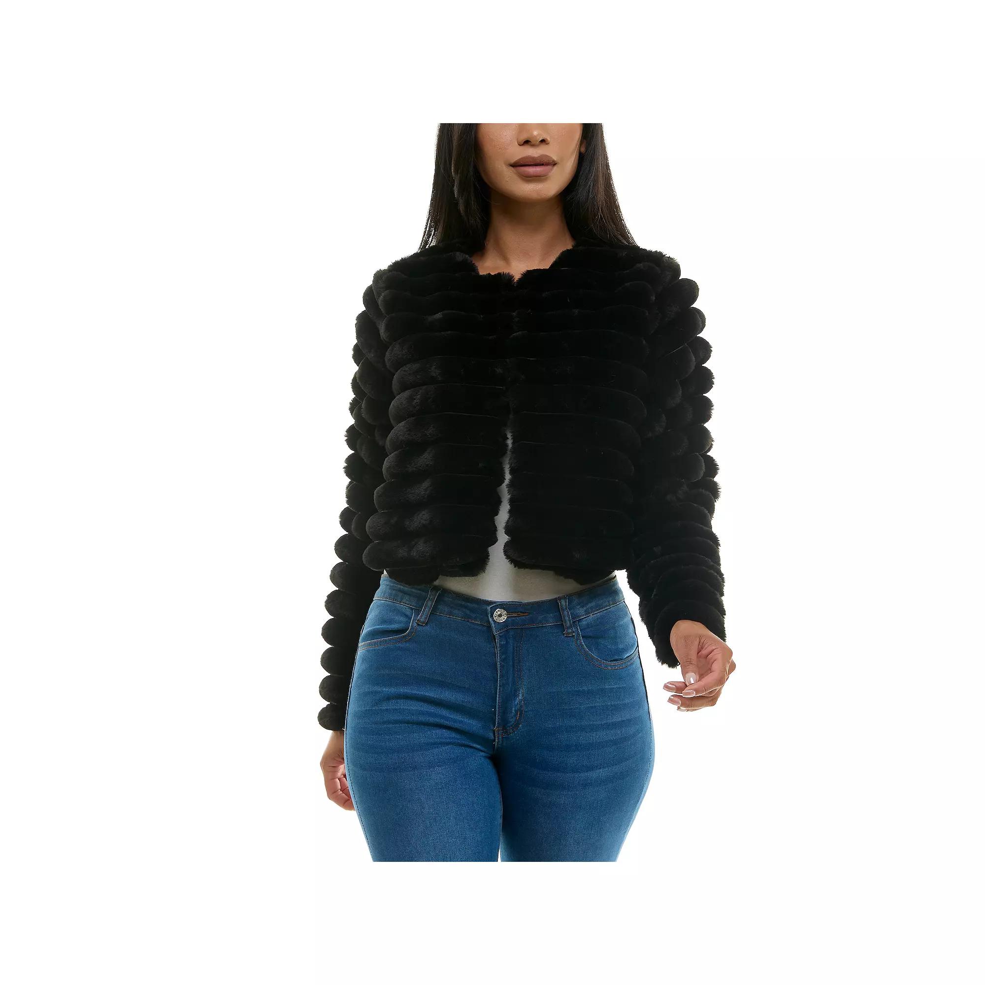 Women's Nina Leonard Long Sleeve Faux Fur Bolero,  Product Image