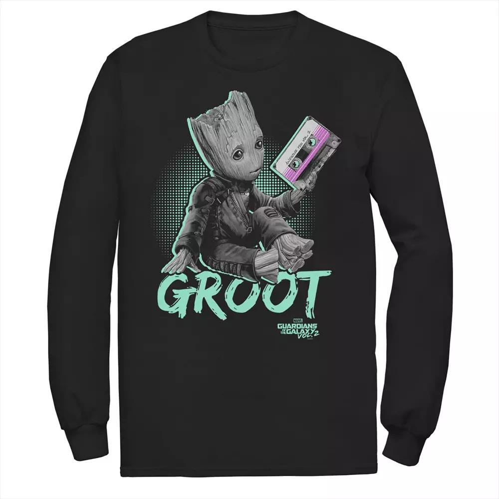 Men's Marvel Guardians Vol. 2 Baby Groot Neon Tape Tee, Size: Medium, Black Product Image