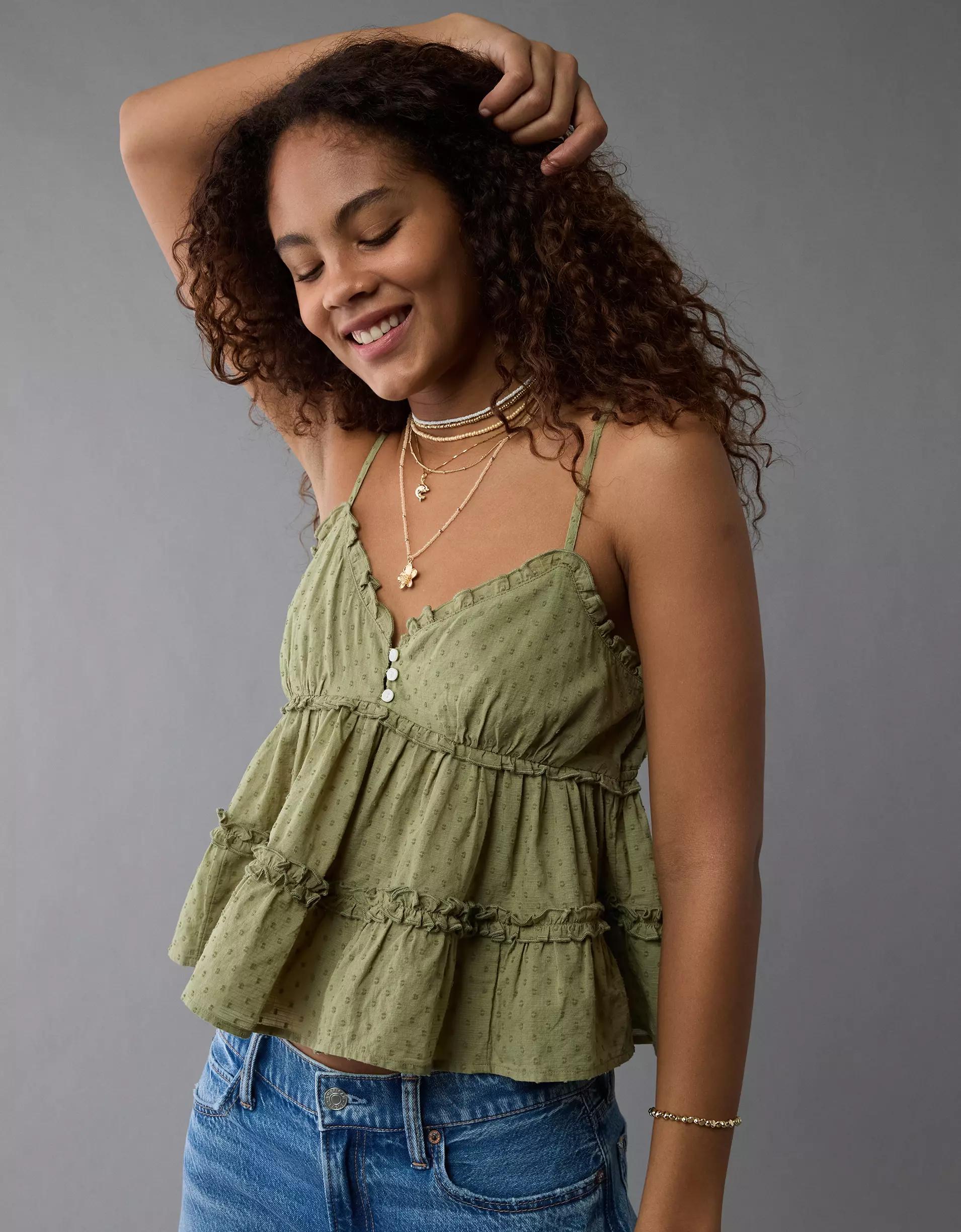 AE Ruffle Babydoll Tank Top Product Image