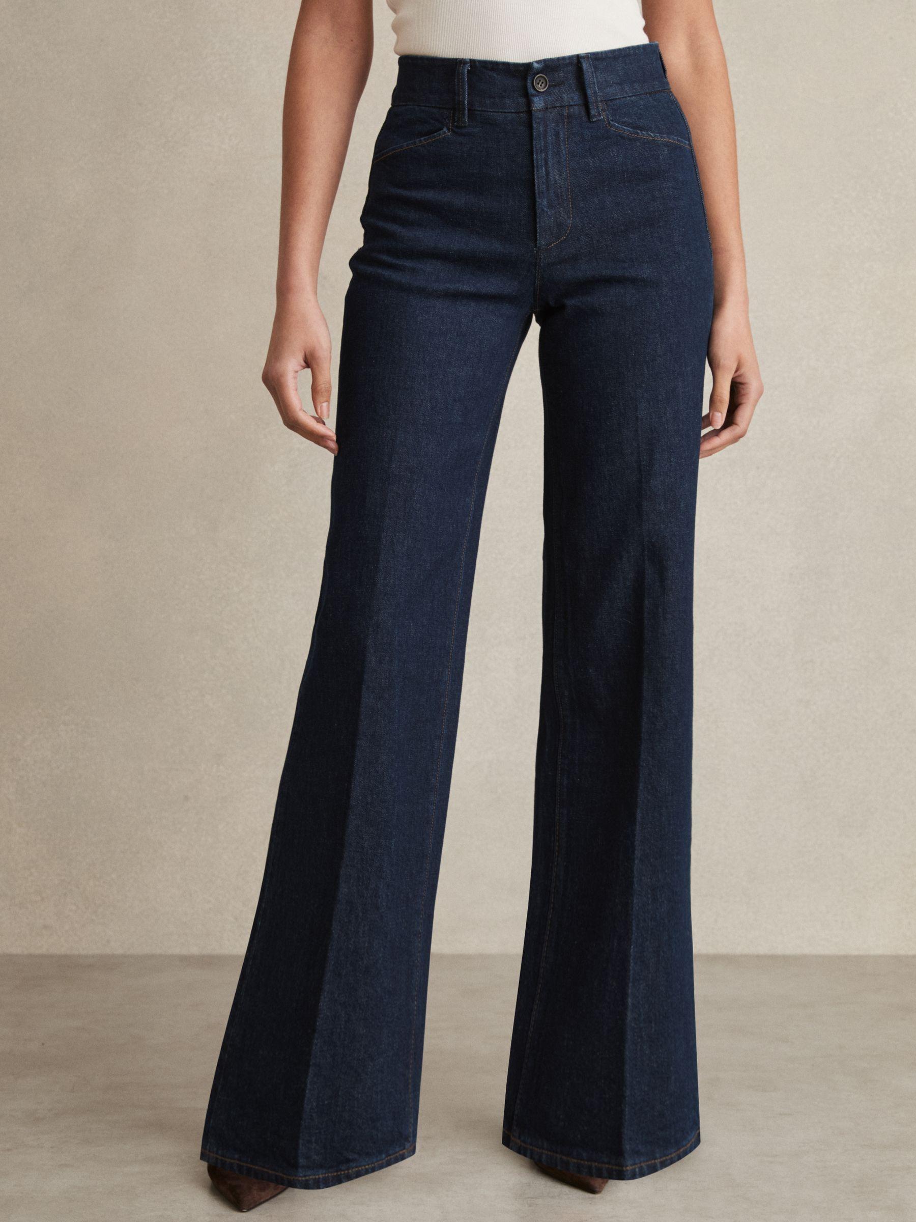 Paige Petite Wide-Leg Jeans in Dark Edinburgh Blue Product Image
