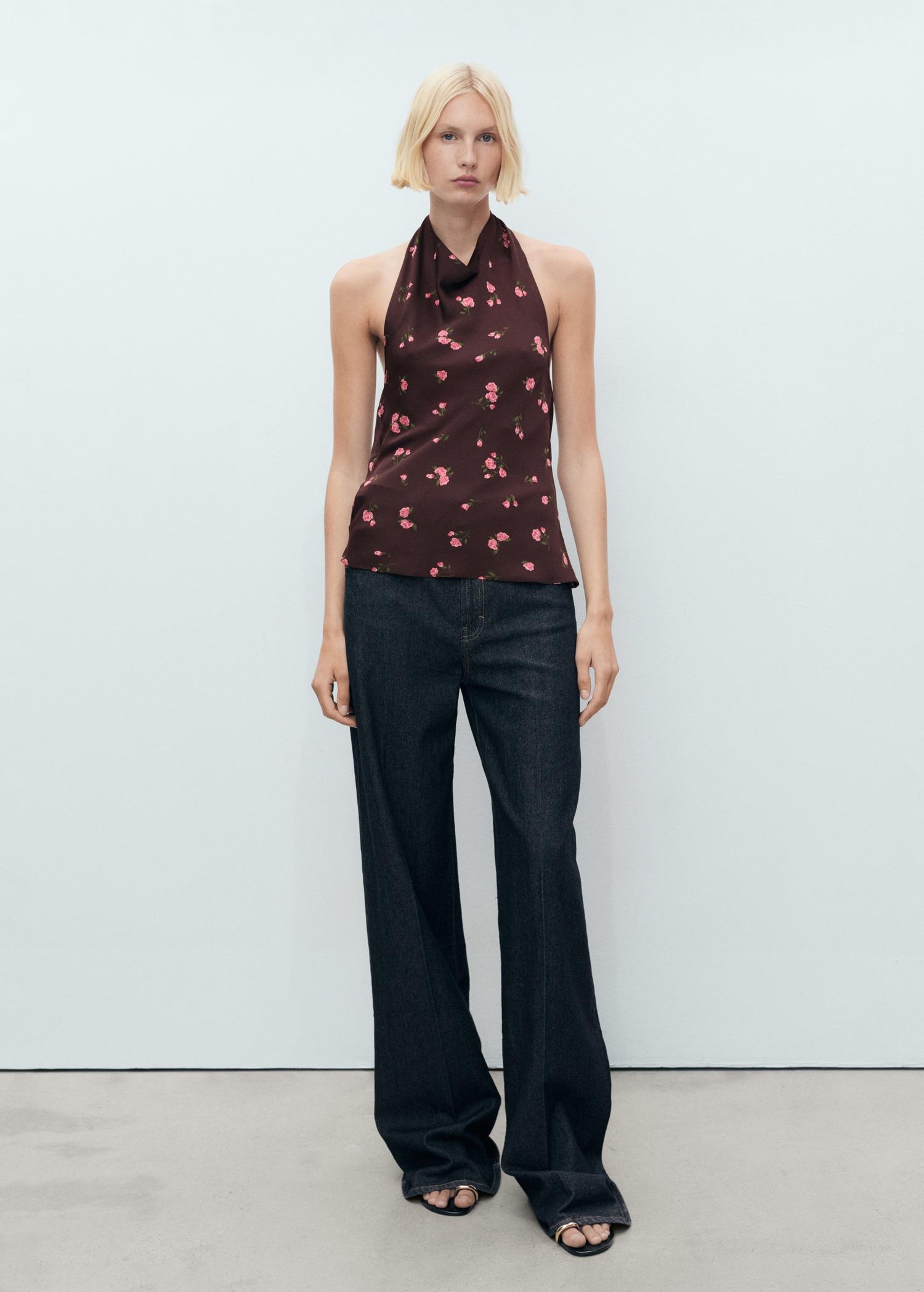 Draped floral top - Women | MANGO USA Product Image