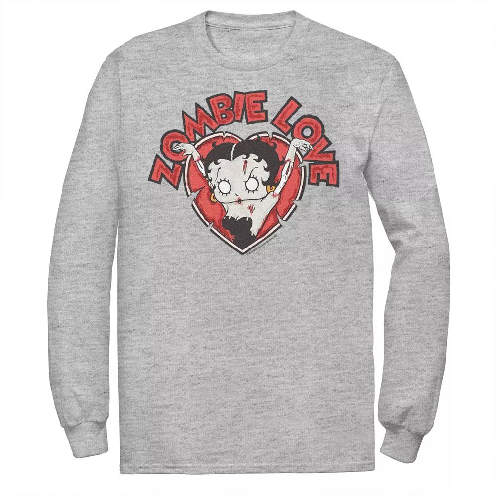 Men's Betty Boop Halloween Zombie Love Heart Long Sleeve Graphic Tee,  Product Image