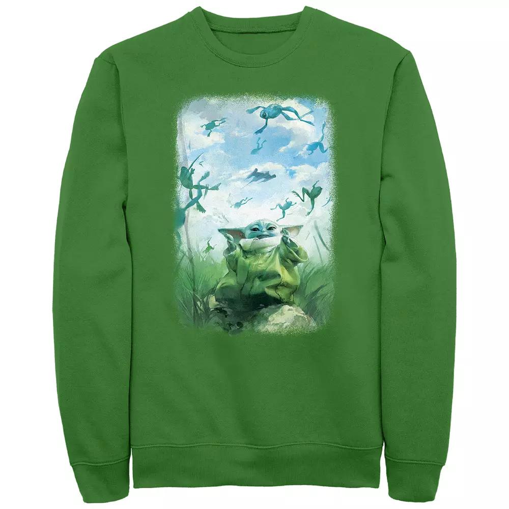 Mens The Mandalorian Grogu And Flying Frogs Graphic Fleece Product Image