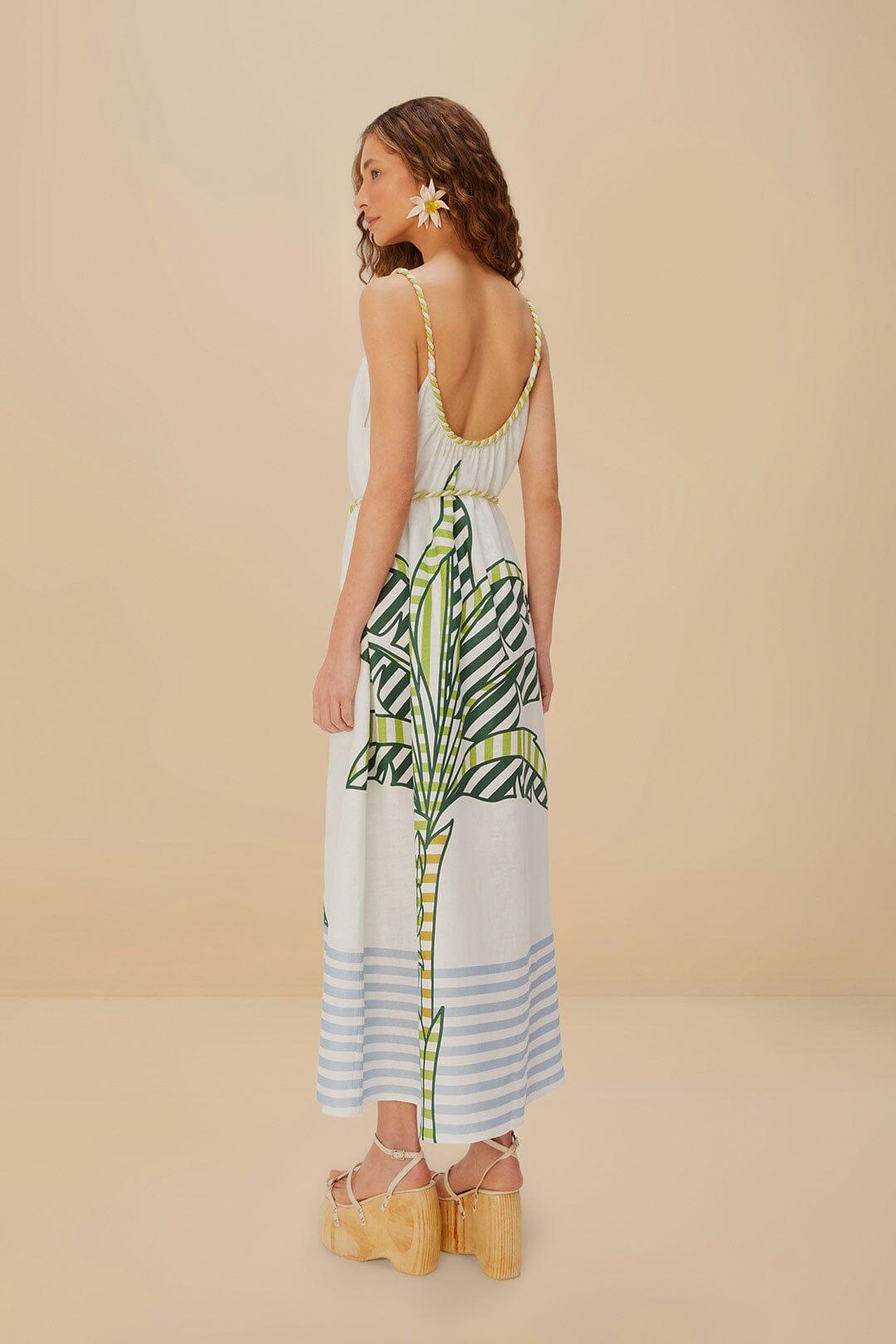 Off-White Banana Tree Euroflax™ Premium Linen Maxi Dress Product Image