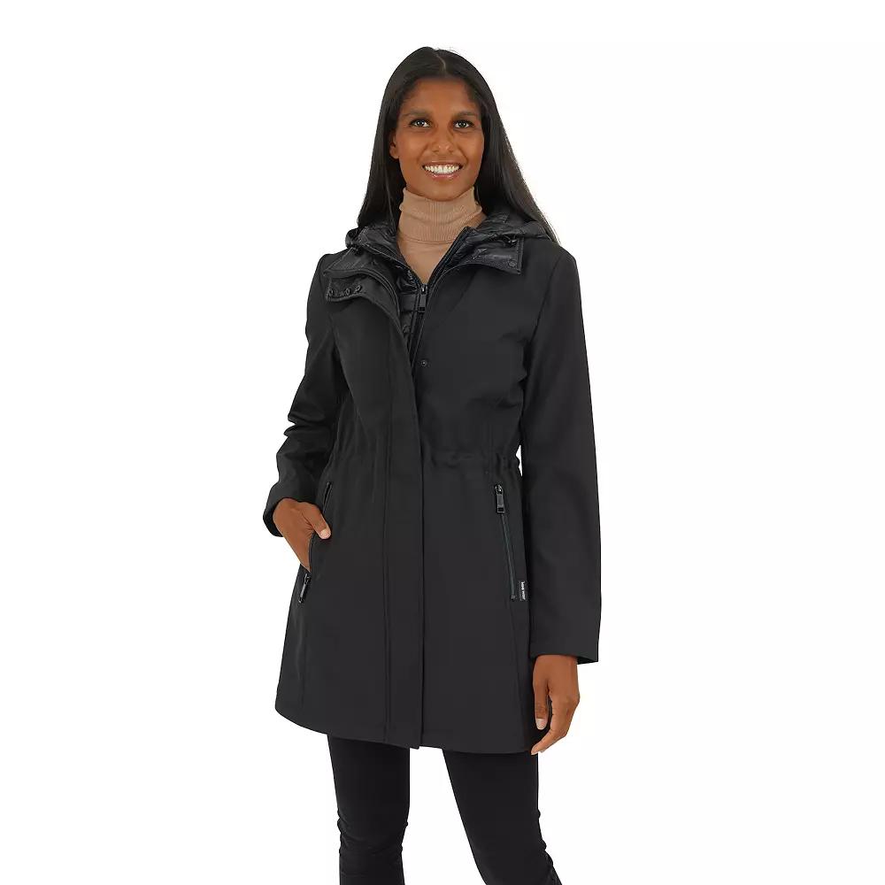 Women's Nine West Thermafleece Hooded Softshell Jacket, Size: Large, Black Product Image