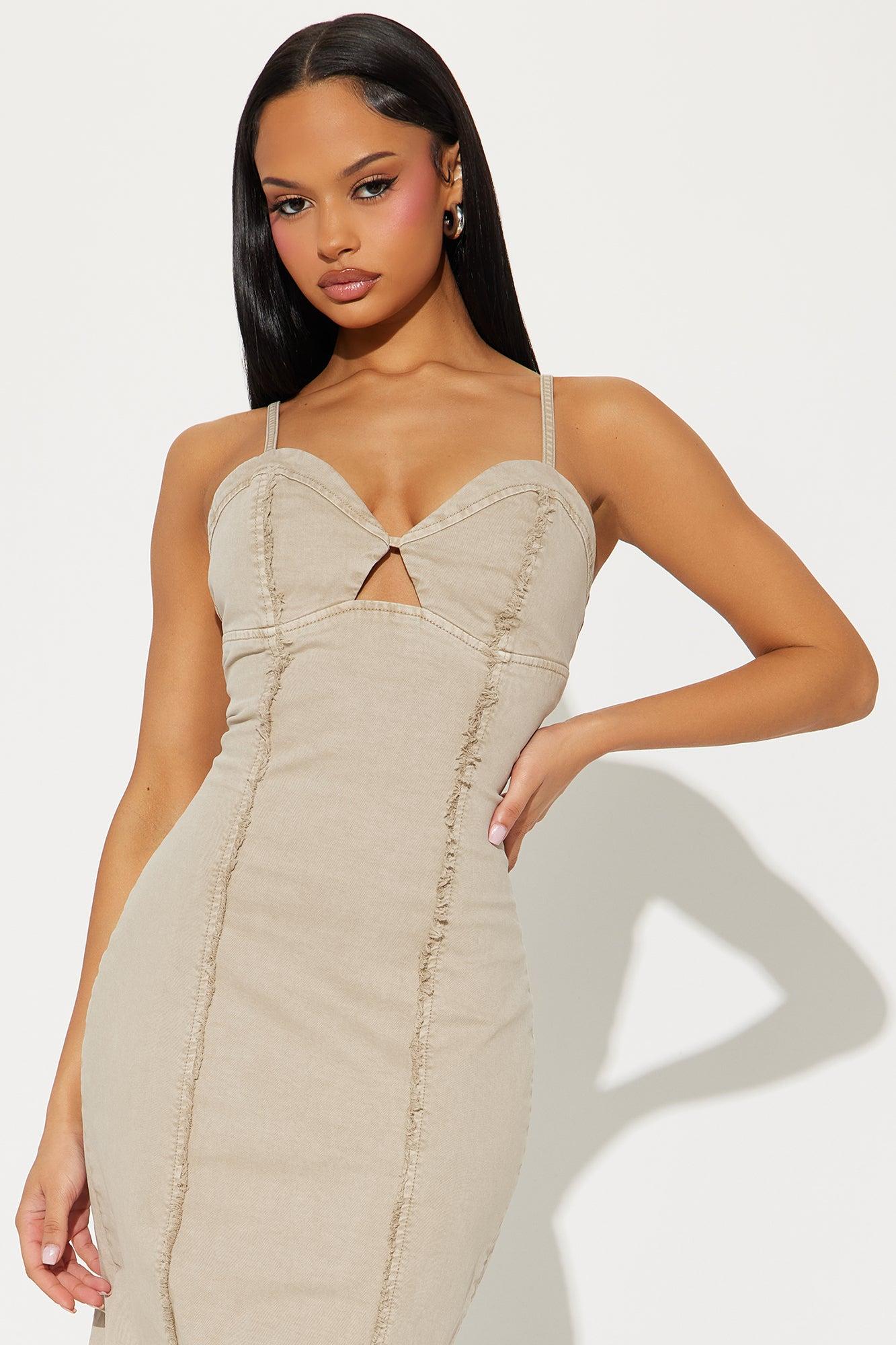 Margot Twill Maxi Dress - Beige Product Image