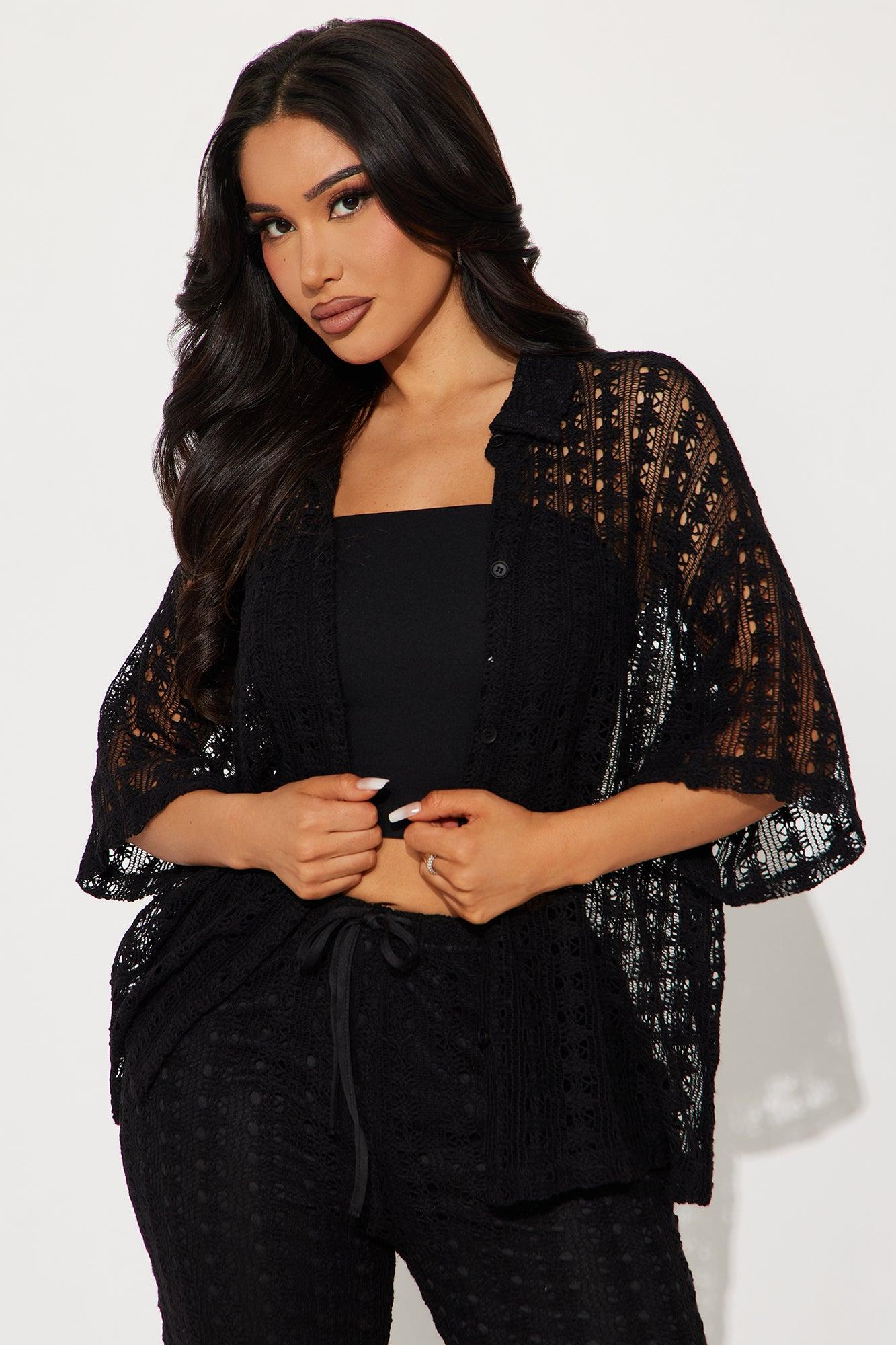 Kara Crochet Pant Set - Black Product Image