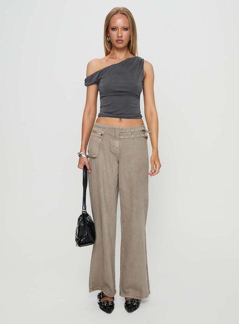 Danette One Shoulder Top Slate Product Image