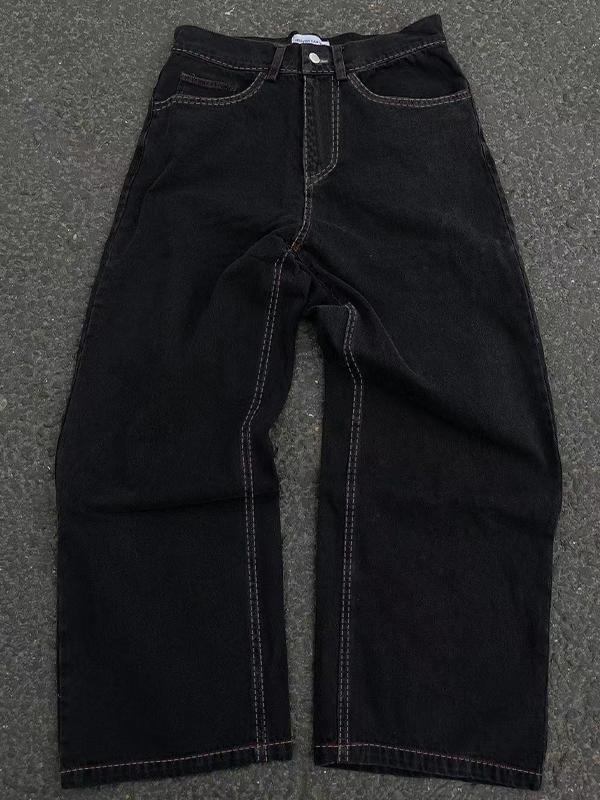 Fully Embroidered Skull Boyfriend Jeans Product Image