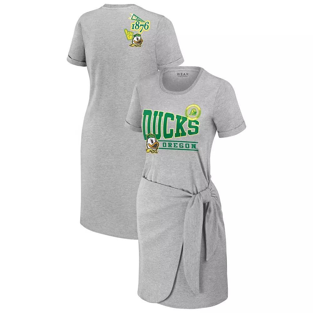 Women's WEAR by Erin Andrews Heather Gray Oregon Ducks Knotted T-Shirt Dress,  Product Image