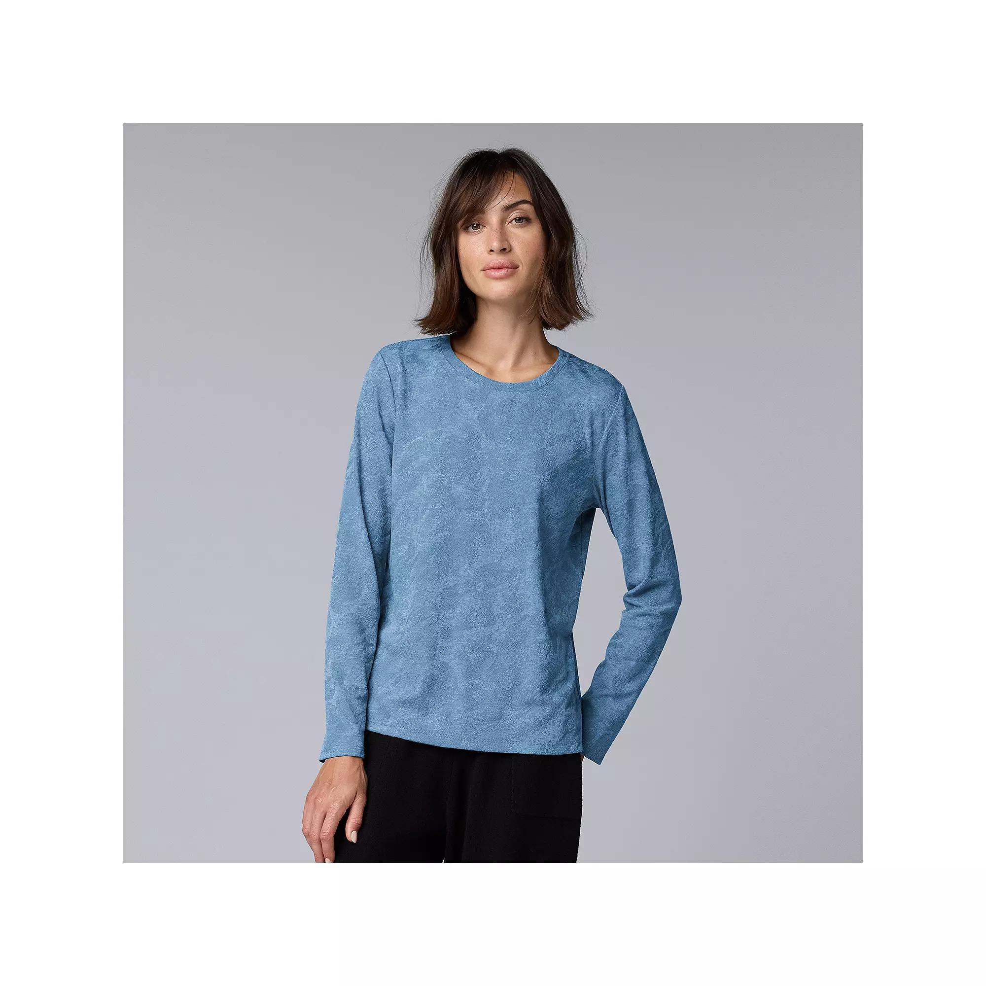 Women's Simply Vera Vera Wang Long Sleeve Crew Neck Tee, Size: XXL, Quiet Storm Grey Product Image