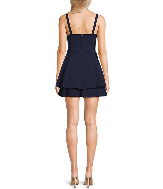 B. Darlin V-Neck Ruched Bodice Double Hem Dress Product Image