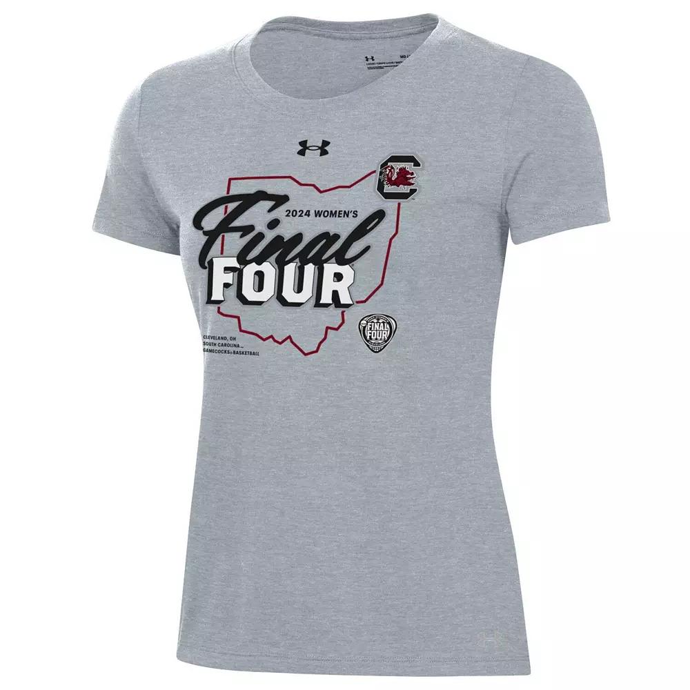 Women's Under Armour Heather Gray South Carolina Gamecocks 2024 NCAA Women's Basketball Tournament March Madness Final Four Locker Room T-Shirt, Size: Small, Grey Product Image