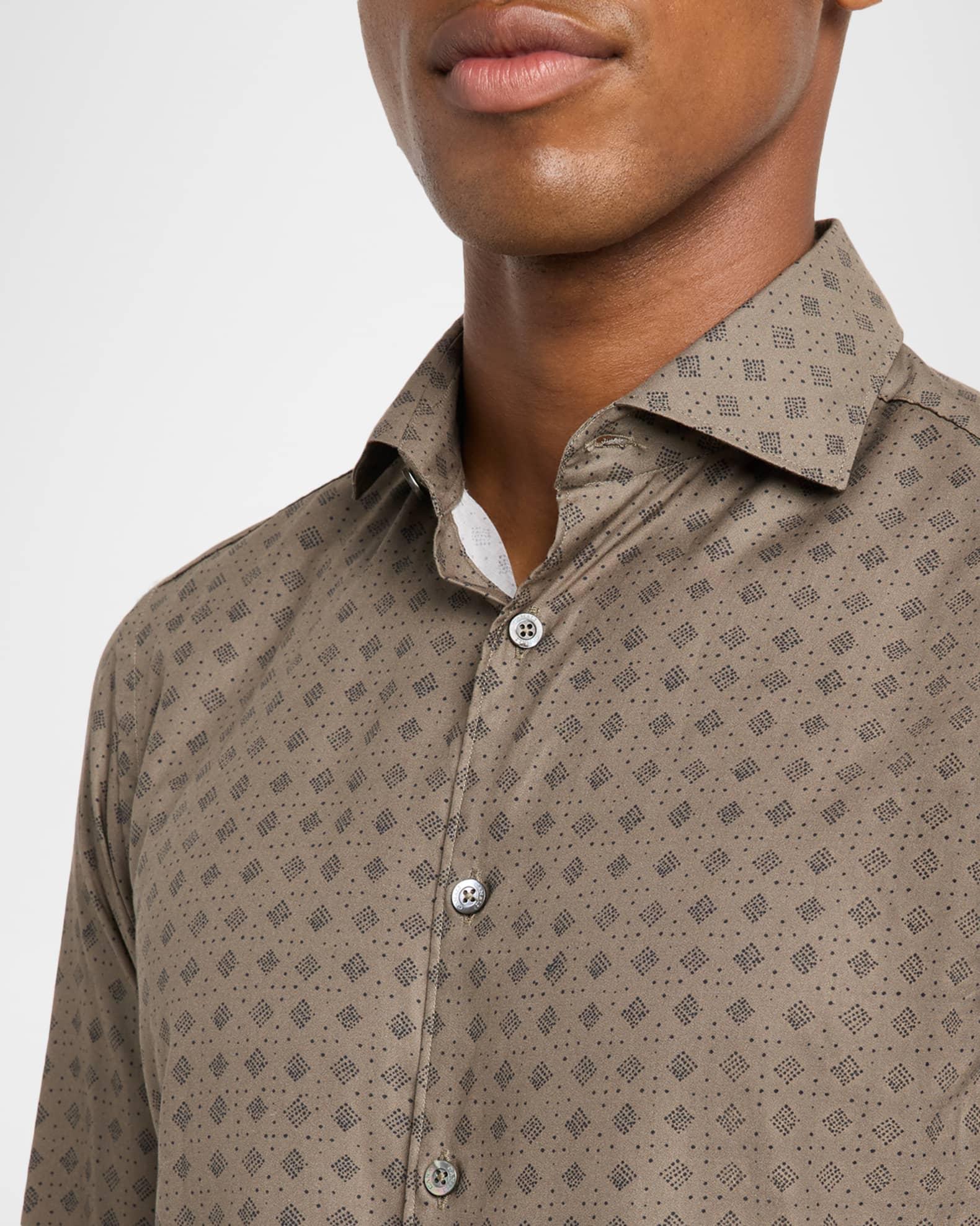 Men's Cotton and Lyocell Geometric-Print Sport Shirt Product Image
