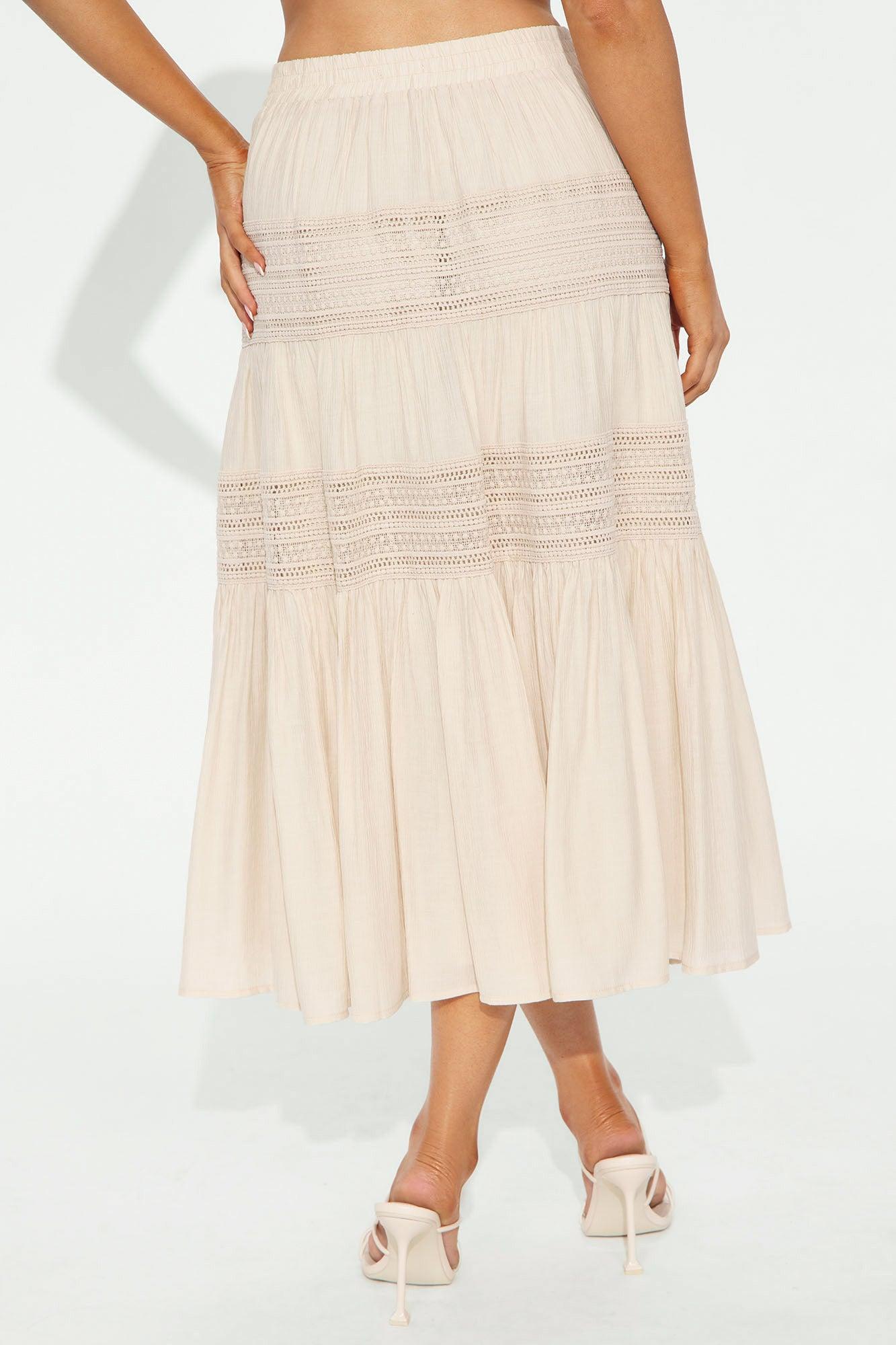 Vivienne Tiered Gauze Midi Skirt - Ivory Product Image