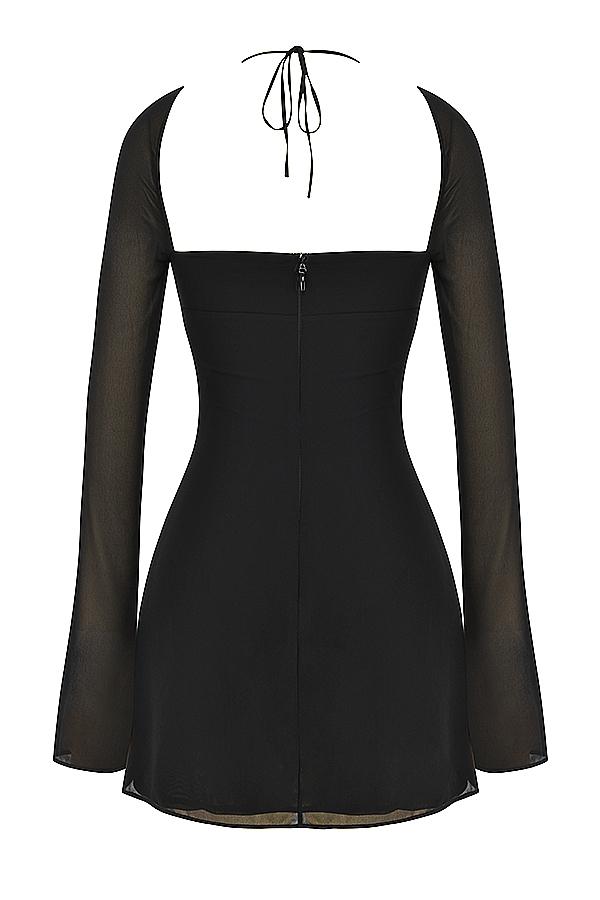 BabyDoll  black chiffon halter mini dress Product Image